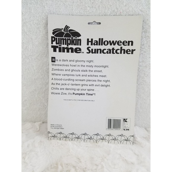 VINTAGE PUMPKIN TIME/KMART HALLOWEEN GHOSTS SUNCATCHER 8" X 7" NOS NIP! - Picture 2 of 3